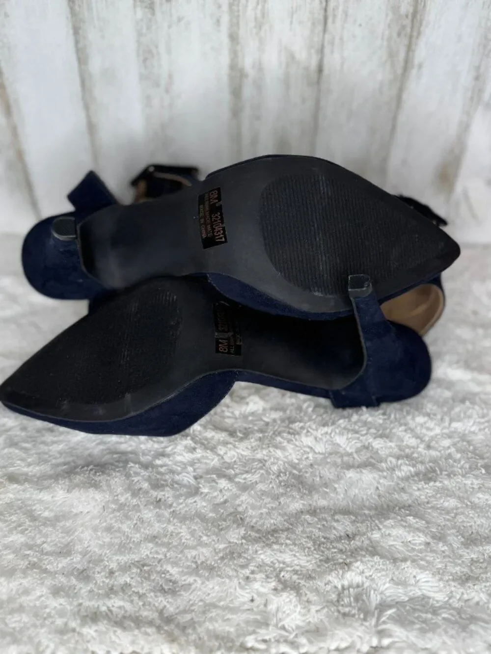 CATO Ankle Strap Heels Blue Faux Suede Size 8 M